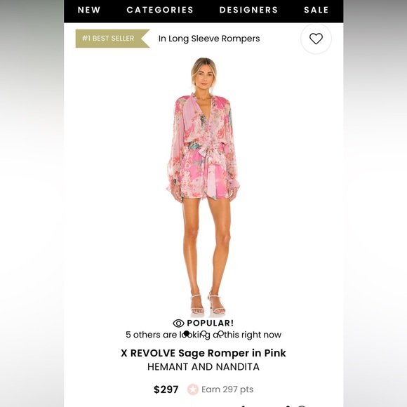 Hemant & Nandita Pink sage Romper XS from Revolve EUC - Picture 3 of 9